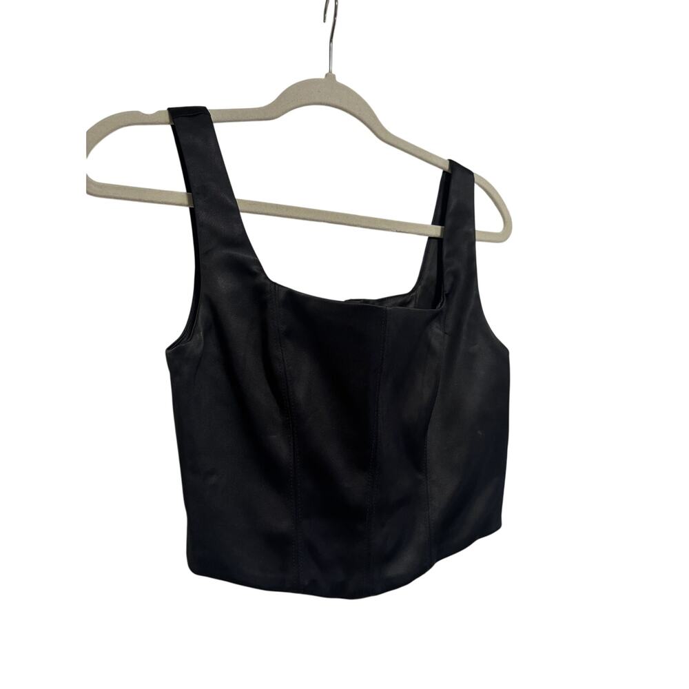 TEN by Babaton Black Satin Crop Tank Top XS - Picture 6 of 8